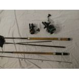 Two carbon fibre fishing rods including Craddock & Co and Daiwa with two various fixed spool