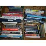 Five boxes of various aviation and aircraft related volumes including Military Aviation Disasters;