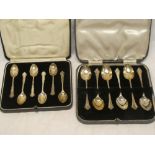 A set of six George V silver teaspoons with decorated handles,