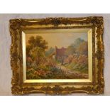 Tom Vernon - oil on canvas "An English Flower Garden", signed and inscribed,