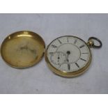 A gentleman's 18ct gold cased pocket watch by Mayer of Manchester with circular enamelled dial in