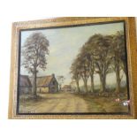 H**Bennett - oil on paper Farmyard scene, signed,