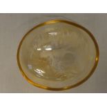 A 19th Century glass oval bowl with Mary Gregory-style decoration depicting a child in a landscape,