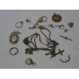 A selection of various costume jewellery including long guard necklace, dress rings, pendant,