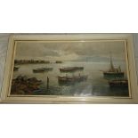 Carosi - oil on canvas Bay of Naples scene with fishing boats, signed,