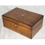 A Victorian inlaid walnut rectangular writing slope with fitted interior