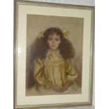 K**N** Roberts - pastel Half length portrait of a young girl "Purefoy Pease", signed and dated 1914,