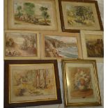 J**W**Haworth - watercolours Eight various studies including Bolitho Gardens, Penzance,