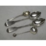 A pair of Victorian silver "Fiddle" pattern serving spoons,