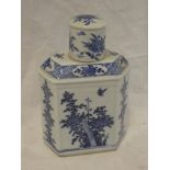 A 19th Century Chinese rectangular flask and cover with blue and white floral decoration, signed,