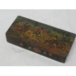 An old Russian lacquered papier mache rectangular table box,