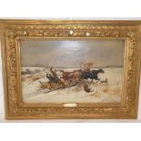 A** Verestchagen - oil on canvas Russian winter scene with horse and sleigh, signed,