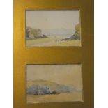 P**W** - watercolours Cornish coastal scenes, one signed with initials, 3" x 4½",