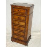 A 19th Century French walnut marble topped bedside cabinet with a single drawer in the frieze,