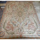 An old French Aubusson carpet with floral decoration on cream ground 11' 8" x 8' 4"