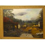 W**Napper - oil on canvas Traditional farmyard scene with animals, signed,