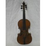 An old copy Stradivarus violin with 14" figured two-piece back