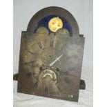 An 18th Century brass 12" longcase clock dial and 8-day movement the arch marked "High Water at