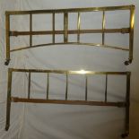 A pair of solid brass low double bed ends