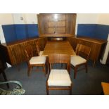 A comprehensive 1960's figured dining suite by Morris of Glasgow "Cumbrae Furniture" comprising