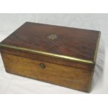 A 19th Century brass mounted mahogany military-style writing slope with part fitted interior