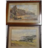 J**G**Philp - watercolours Coastal landscape "Oystermouth" and one other coastal scene, signed,