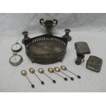 A Georgian silver oval bottle stand (minus centre fitting) with pierced gallery;