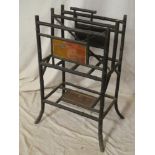 An old stained bamboo and lacquered rectangular magazine rack (af)