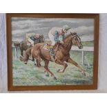 James Cliffe - oil on canvas Horse racing scene with two jockeys, signed,