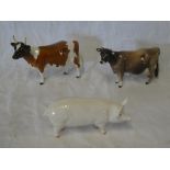 A Beswick china Jersey cow (leg repaired);