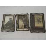Three various silver mounted rectangular photo frames with raised decoration