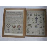 A pair of small 19th Century needlework samplers by L Spencer "No.