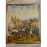 Ernst Louizor - oil on canvas Haiti coastal scene with figures, signed,