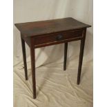 A small 19th Century stained pine rectangular side table with a single drawer in the frieze on