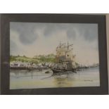Tony Warren - watercolour Falmouth scene with sailing boats, signed,