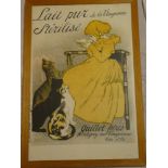 A coloured limited edition theatrical print "Lait Pur de la Vingeanne Sterilise" after T Steinlen,