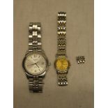 A ladies Omega wristwatch in stainless steel mounts and a gentleman's wristwatch by Tissot in