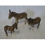 Three Beswick china donkeys including Jack,