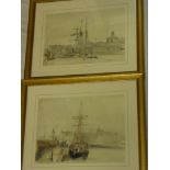 James Wilkie - watercolours Penzance Harbour with fishing boats, signed,