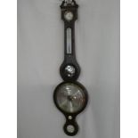 A 19th Century mercury barometer with silvered dials by G Moltini Newcastle-on-Tyne with