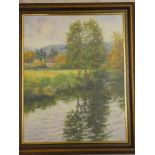 Drum - oil on canvas River scene, signed,