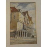 Alfred H Hart - watercolour Classical building scene with figures, signed,
