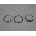 Two various slim 9ct gold dress rings and one other 14ct gold slim dress ring (3)