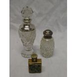 A cut glass silver mounted pedestal scent bottle,