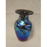 A Cornish Art Glass tapered vase by Norman Stuart Clarke, 4½" high,