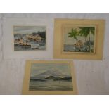 Simon Yew - watercolours Three studies of Malaysia, signed,