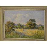V**A**W** - oil on board Rural harvesting scene, signed with initials,