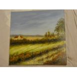 David Hancock - oil on canvas "Homestead", signed, inscribed to verso,