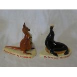 Two Carltonware china Guinness advertising figures including seal and kangeroo
