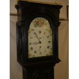 A 19th Century longcase clock with 12" painted arched dial,
